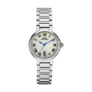 Ladies 32mm Stainless Dress Watch with Blue hands
