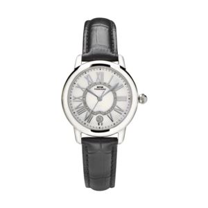 Ladies 34mm Watch with Black Leather Strap