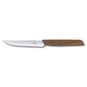 Swiss Modern Wood Sets," 2-Piece Steak Knife Set (4.75" Serrated", Spear Point) Walnut
