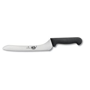 Offset Sandwich Knife," 9" Blade", Wavy Edge," 11/2" at Black Polypropylene Handle