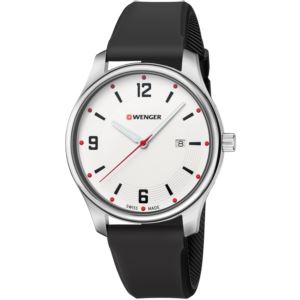 City Active Small, White dial and black silicone strap