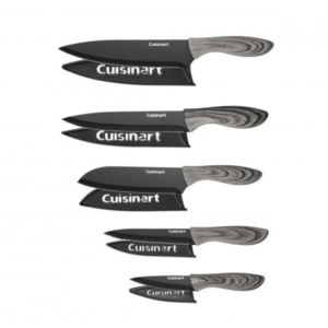 10pc Ceramic Coated Knife Set - Faux Wood