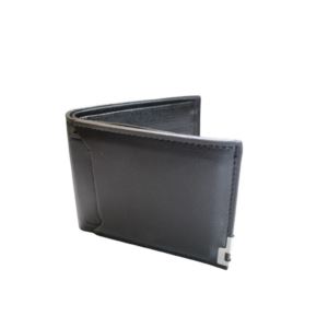 Men's Black Leather Bifold Passcase Wallet