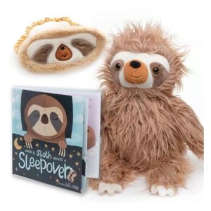 Tickle & Main Sloth Sleepover Set with Plush Sloth Book and Sleep Mask in Gift Box