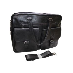 Men's Black Leather Commuter Briefcase