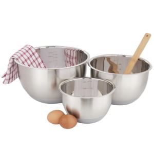3 Pc Nesting Stainless Steel Mixing Bowl set w/Non-slip bottom