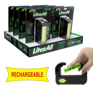 Litezall Rechargeable COB LED Carabiner Light with Power Bank
