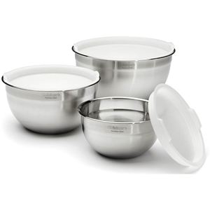 Set of 3 Stainless Steel Mixing Bowls with Lids