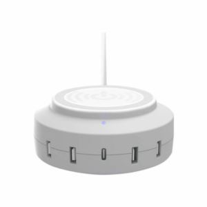 ChargeHub USB Charger with Wireless Charging Pad White