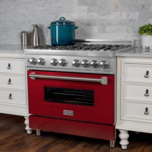 Pro 36'' Snow SS Dual Fuel Range - Red Gloss