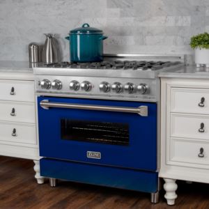 Pro 36'' Snow SS Dual Fuel Range - Blue Gloss