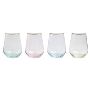 Rainbow 4-Piece Stemless Wine Glasses