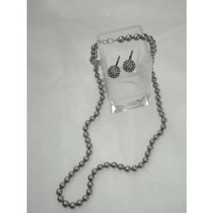 Gray Pearl Necklace & Earrings