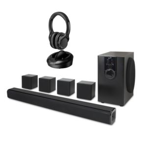 Home Theater Bundle w/ RF Headphones & 32" Soundbar with Satellite Speakers (IAHRF79B/IHTB159B)