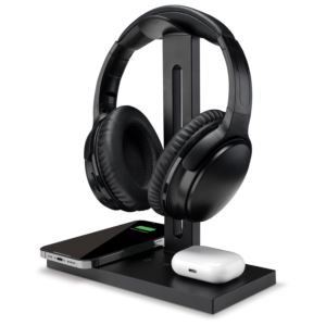 Bundle with 5-in-1 Wireless Charger Stand, ANC Earbuds w/ wireless charging case, & ANC Headphones