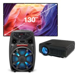 Projector Kit - Projector w/ BT," 120" Projector Screen & BT Tailgate Speaker (PJ300VP/ISB380B/IAT23)