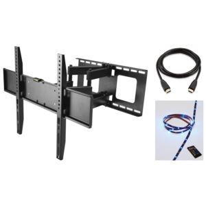 TV Mount Bundle: Tilt/Swivel TV Mount Fits Most TV's 32-70"", 6.5' LED Light Strip, HDMI Cable