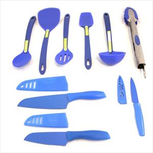 12-Pc Silicone Tool & Knife Set  (Blue)