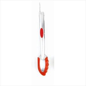 Stainless/Silicone Locking Tongs (Red)