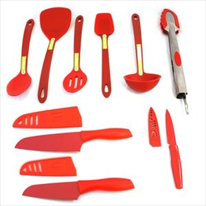 12-Pc Silicone Tool & Knife Set (Red)