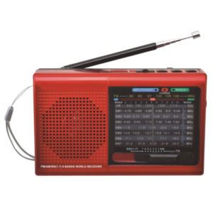 9 - Band AM/FM Portable Radio with Bluetooth and USB Port - (Red)
