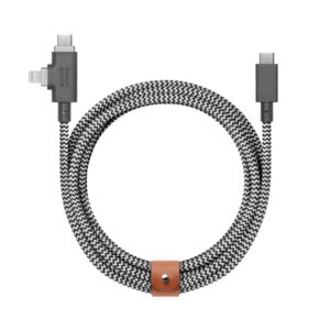 8ft Belt Cable Duo Pro USB-C to Lightning & USB-C Zebra