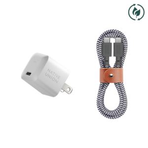 Fast GaN PD 30W Charger w/ USB-C to USB-C Cable Bundle White/Zebra
