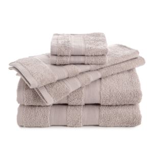 Solid Low Lint 6pc Bath Towel Set Sand