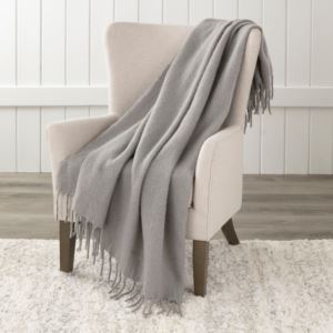 Mohair Throw Blanket Solid Gray