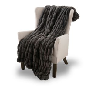 Faux Fur Throw Blanket Dark Gray