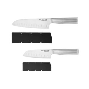 2pc Gourmet Santoku Knife Set w/ Blade Covers