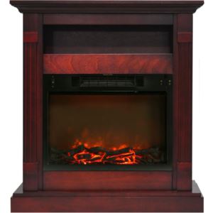 34-In. Sienna Electric Fireplace w/ 1500W Log Insert and Cherry Mantel