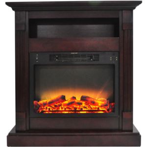 Sienna 34 In. Electric Fireplace w/ Enhanced Log Display and Mahogany Mantel