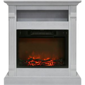 34-In. Sienna Electric Fireplace w/ 1500W Log Insert and White Mantel