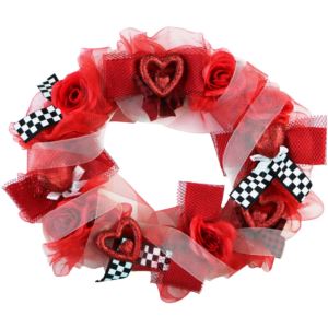 20-In. Valentine's Day Ribbon Wreath with Roses, Bows, and Glitter Hearts, Festive Hanging Door or W