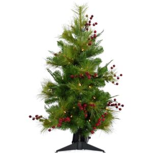 2-Ft. Newberry Pine Artificial Tree with Battery-Operated LED String Lights