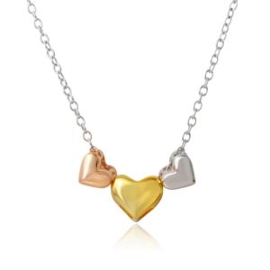 PARIKHS Tri Color Plated Three Heart Necklace in 925 Sterling Silver
