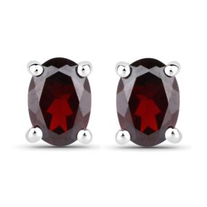 PARIKHS 1.70 Carat Genuine Garnet Earring in 18K White Gold over Sterling Silver