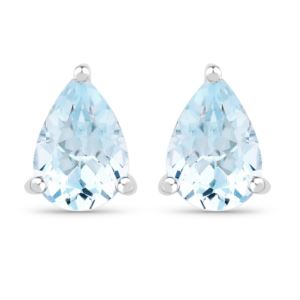 PARIKHS 1.25 Carat Genuine Blue Topaz Pear Earrings in 18K White Gold over Sterling Silver