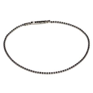 PARIKHS Rhodium Plated Tennis Bracelet with Black CZ in 925 Sterling Silver