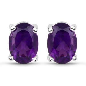 PARIKHS 1.60 Carat Genuine Amethyst Earring in 18K White Gold over Sterling Silver