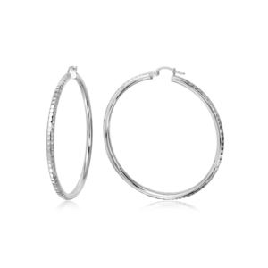 PARIKHS 2MM Diamond Cut Hoop Earring in 925 Sterling Silver - 60MM