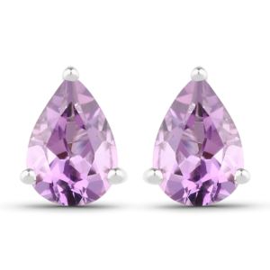 PARIKHS 1.25 Carat Genuine Amethyst Pear Earrings in 18K White Gold over Sterling Silver