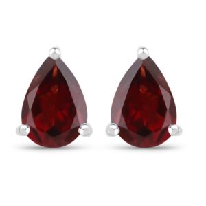 PARIKHS 1.25 Carat Genuine Garnet Pear Earrings in 18K White Gold over Sterling Silver
