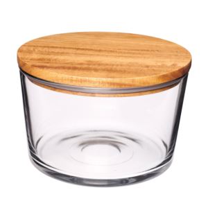 104oz Glass Party/Trifle Bowl w/ Acacia Lid