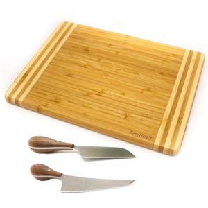 Bamboo 3pc Striped Board Set/Aaron Probyn Cheese Knives
