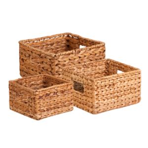 3pc Natural Water Hyacinth Nested Baskets