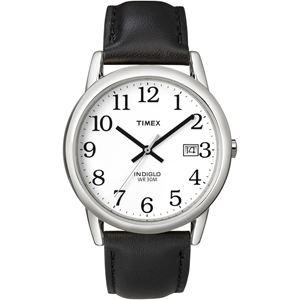 Men's Easy Reader Black Leather Strap Watch