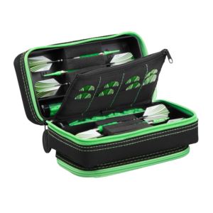 Casemaster Plazma Pro Dart Case Black with Green Zipper and Phone Pocket