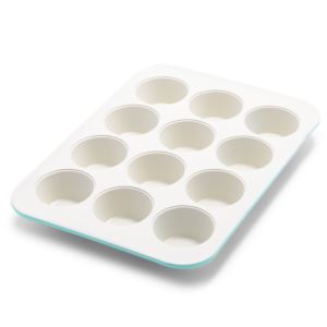 12 Cup Healthy Ceramic Nonstick Muffin Pan Turquoise